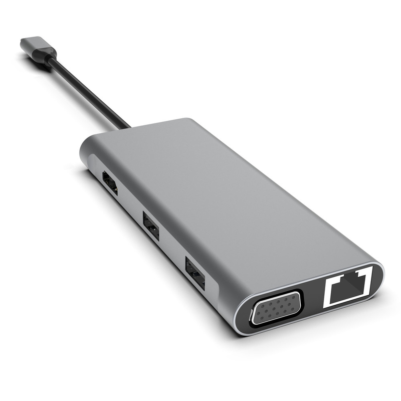 11-in-1 USB-C Hub với Dual HDMI USB 3.0 Ethernet 3.5mm Audio cho máy tính xách tay Macbook