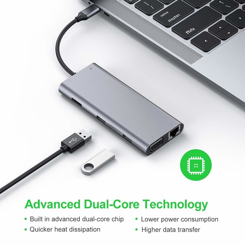 11 cổng 11 trong 1 USB Type C Hub 10Gbps USB C Docking Station Plug And Play tích hợp phần mềm