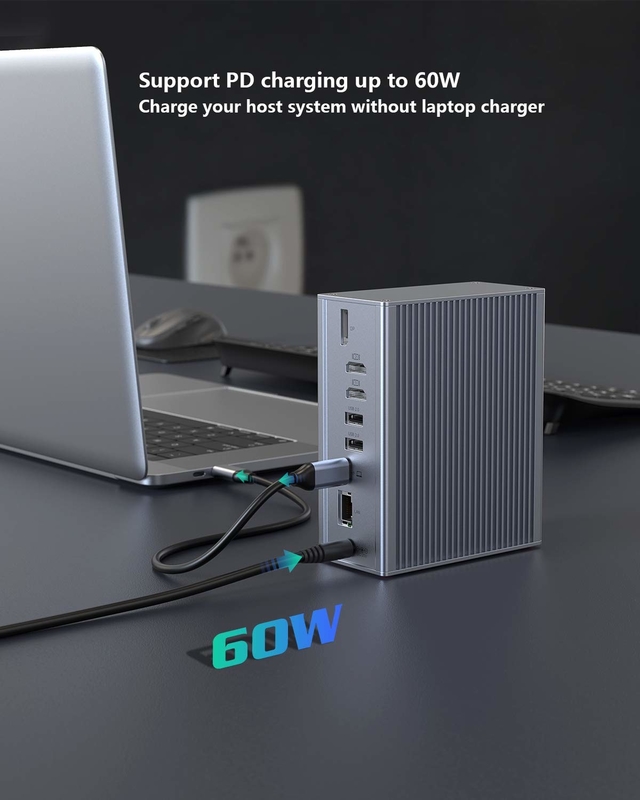 Thunderbolt 3 16 trong 1 Type-C Dual HDMI USB C Docking Station 4K Video