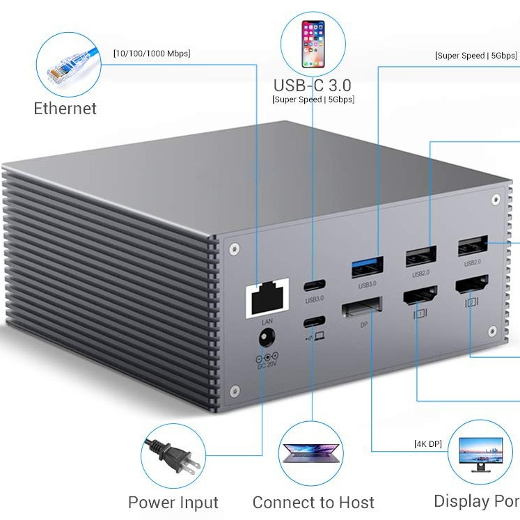 Windows MacOS Macbook Pro USB C Docking Station với tích hợp Plug And Play dễ dàng