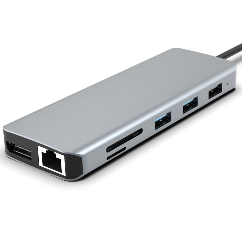 11-in-1 USB-C Hub cho MacBook Pro với 4K HDMI 100W PD USB 3.0 SD / TF Card Reader