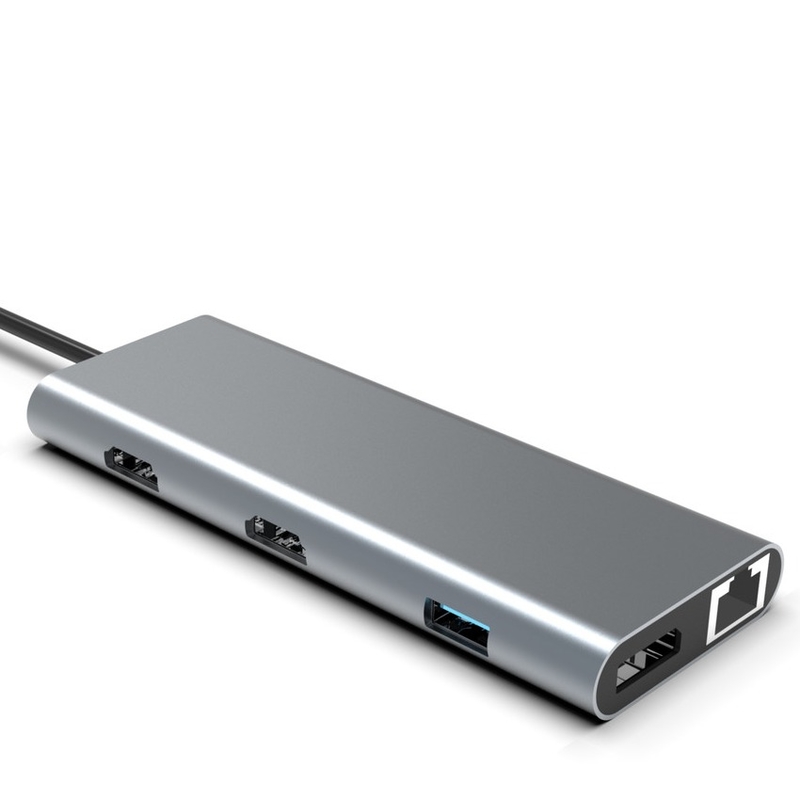 Loại C USB Hub Ethernet Docking Station Expand Macbook Kết nối màu xám cho cho máy tính xách tay
