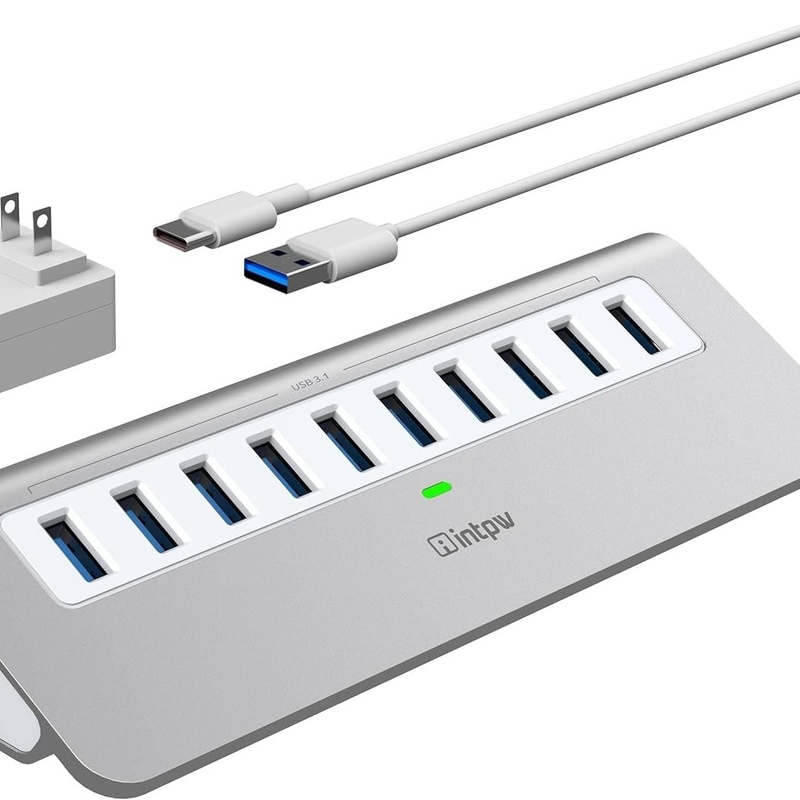 7-in-1 USB-A Hub với DC JACKI USB 3.0 Type A 10Gbps cho máy tính xách tay và PC