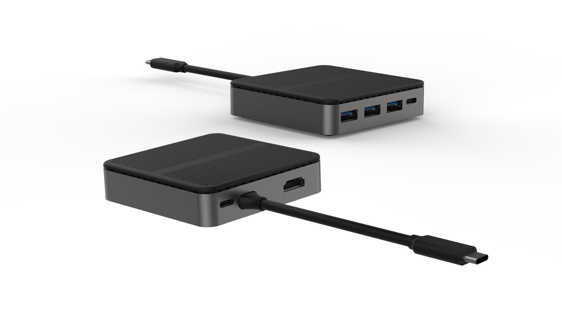 Square 6 In 1 Dual HD 4K Type C Docks Với RJ45 PD 100W SD TF 3xUSB 3.0 Docking Hdmi Hub Usb C A