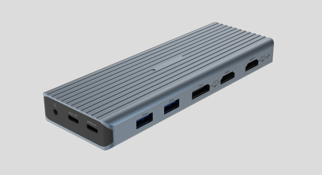 USB 3.1 Type C đến 9 cổng USB3.0 Hub với Gigabit Ethernet RJ45 Lan Port Adapter Xám