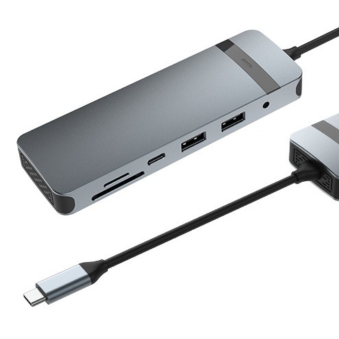 9-in-1 USB-C Hub Docking Station với 4K HDMI 100W PD USB 3.0 Card Reader Audio cho MacBook
