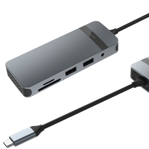 8 trong 1 Docking Station USB C Hub Plug and Play với 4K HDMI RJ45 cho máy tính xách tay MacBook