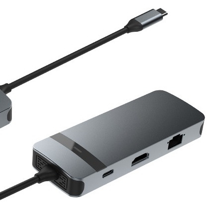 8 trong 1 Docking Station USB C Hub Plug and Play với 4K HDMI RJ45 cho máy tính xách tay MacBook