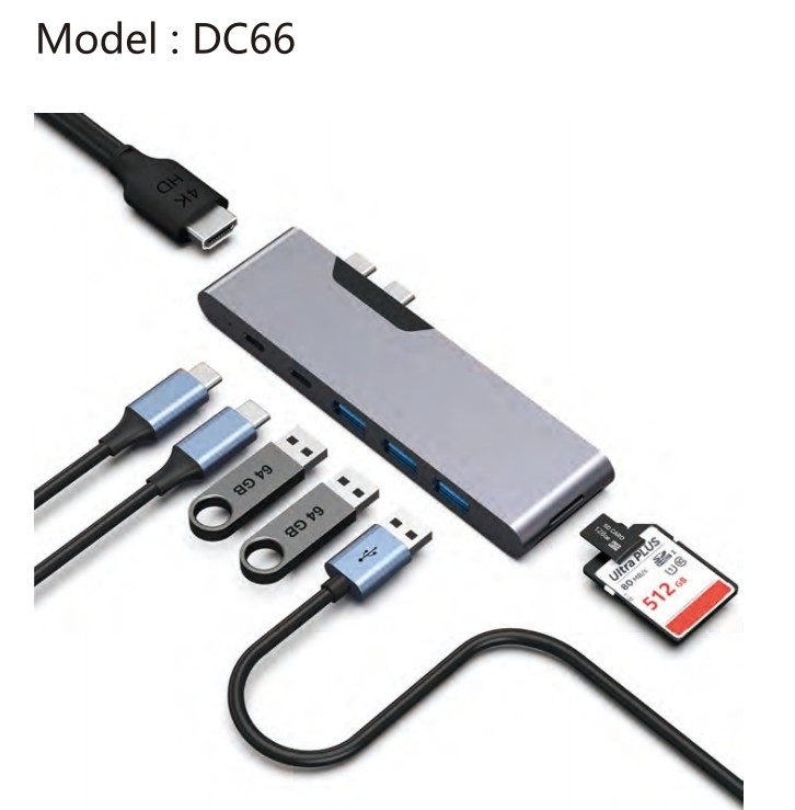 7-In-2 Usb C Multiport Hub Adapter HDMI USB 3.0 SD TF Card Reader Đối với MacBook Pro