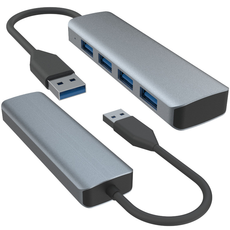 4 cổng USB A Hub với nguồn cung cấp điện Đẹp Đen Xám Đen Đen Đen Đen Adapter cho máy tính
