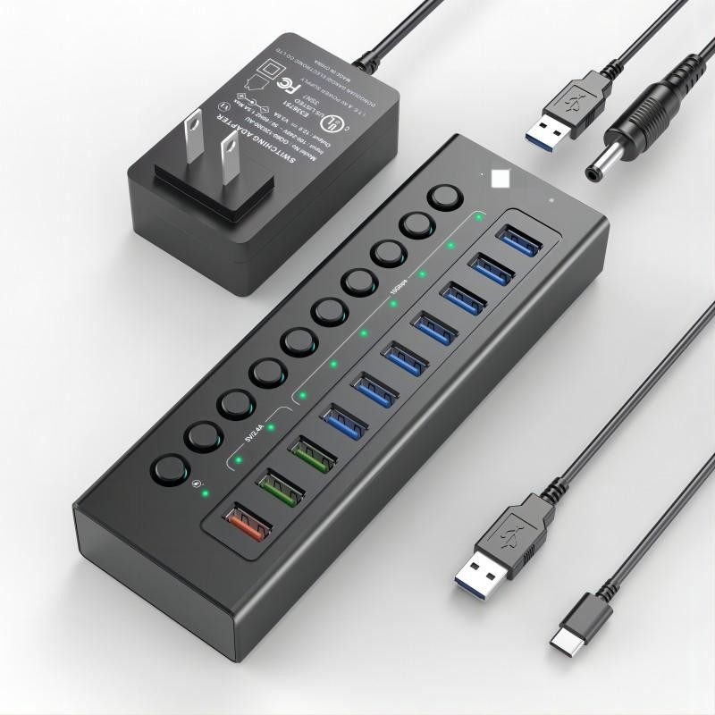 Multi-Port Hub USB C 3.0 Docking Station Laptop Splitter Một cổng sạc thông minh Đổi bật / tắt riêng lẻ