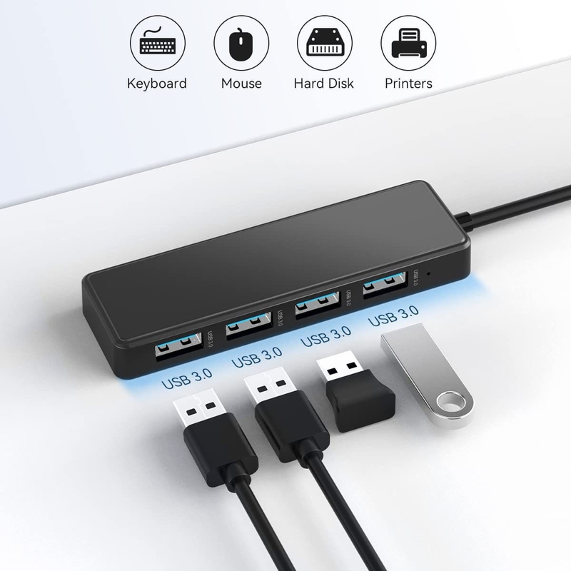Máy tính xách tay Usb A Hub Type C tương thích Black Gray Hub 5Gbps Chuyển dữ liệu Cáp dài Điện