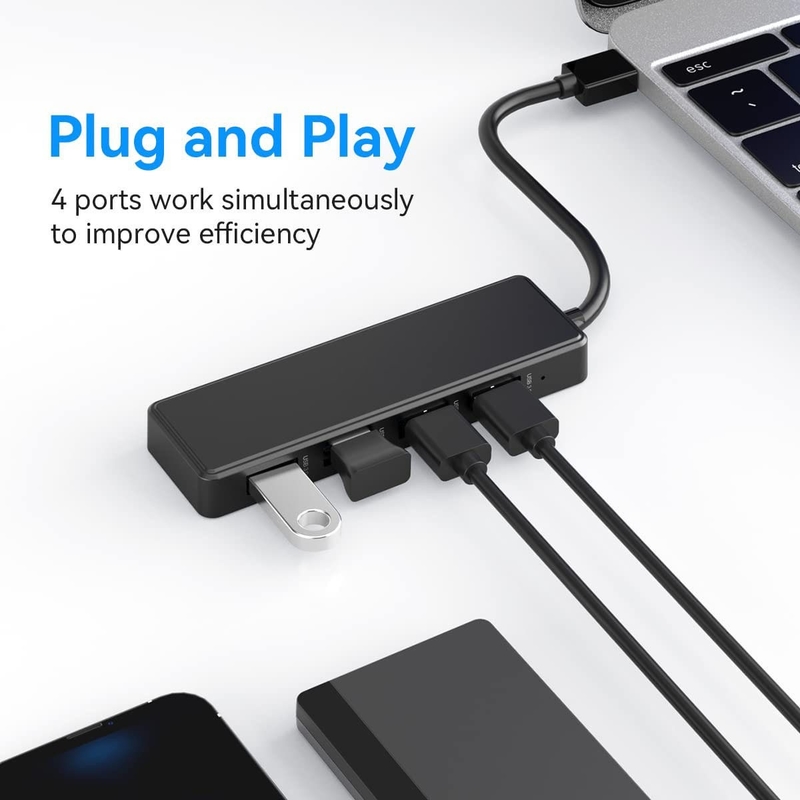 Máy tính xách tay Usb A Hub Type C tương thích Black Gray Hub 5Gbps Chuyển dữ liệu Cáp dài Điện