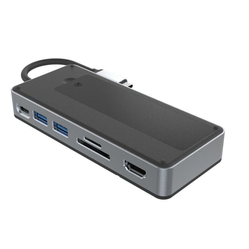 8-in-1 cổng USB C Docking Station Fits M.2 NVMe / SATA SSD với diaplaylink và quạt làm mát