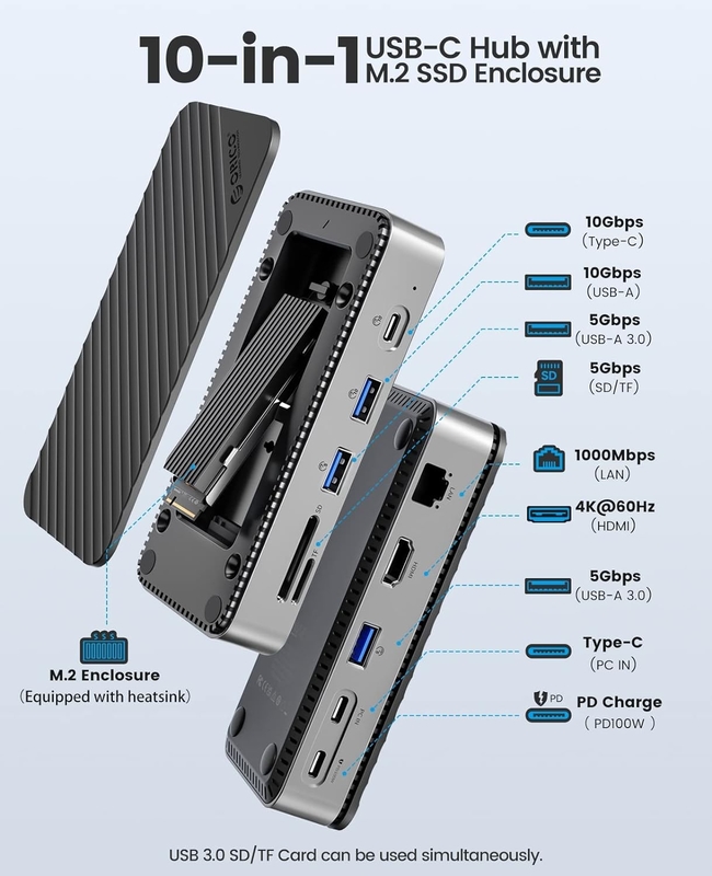 Sạc nhanh 16 In 1 Adapter USB C cho điện thoại di động Máy tính xách tay máy tính xách tay 4K HDMI RJ45 PD
