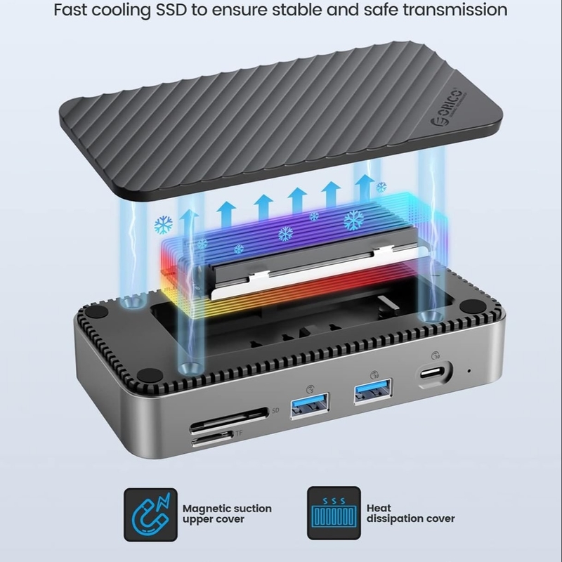 USB C Displaylink Docking Station với 10Gbps USB 3.2 Gen2 M.2 NVMe/SATA SSD Reader