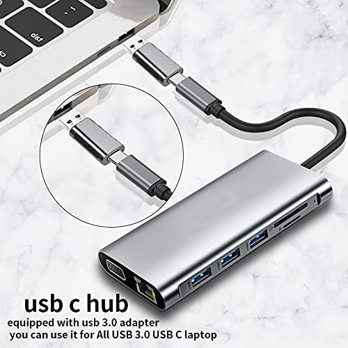 12 trong 1 Dual HDMI USB C Hub USB C Docking Station Adapter VGA Ethernet 100W PD