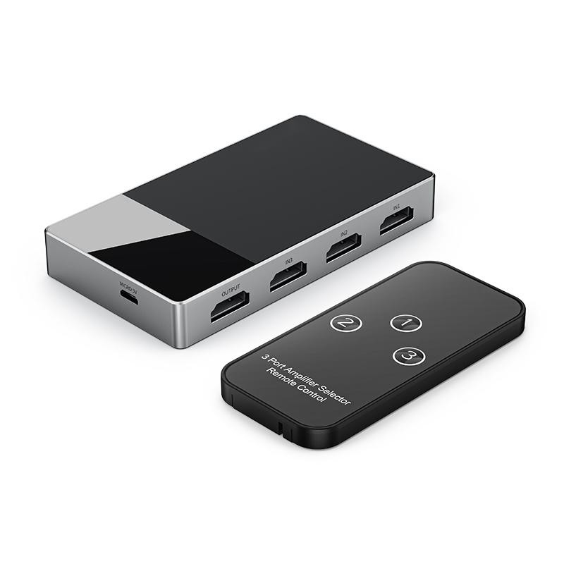 Đen Xám Hdmi 4k Switch Splitter 3 In 1 Out HDMI Switch Hỗ trợ từ xa 3D 4K 1080P