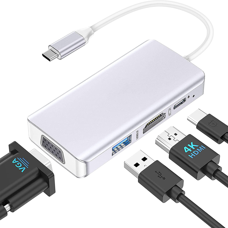 Trạm Docking Hub USB C màu trắng màn hình kép cho bộ chuyển dữ liệu 4K 60hz