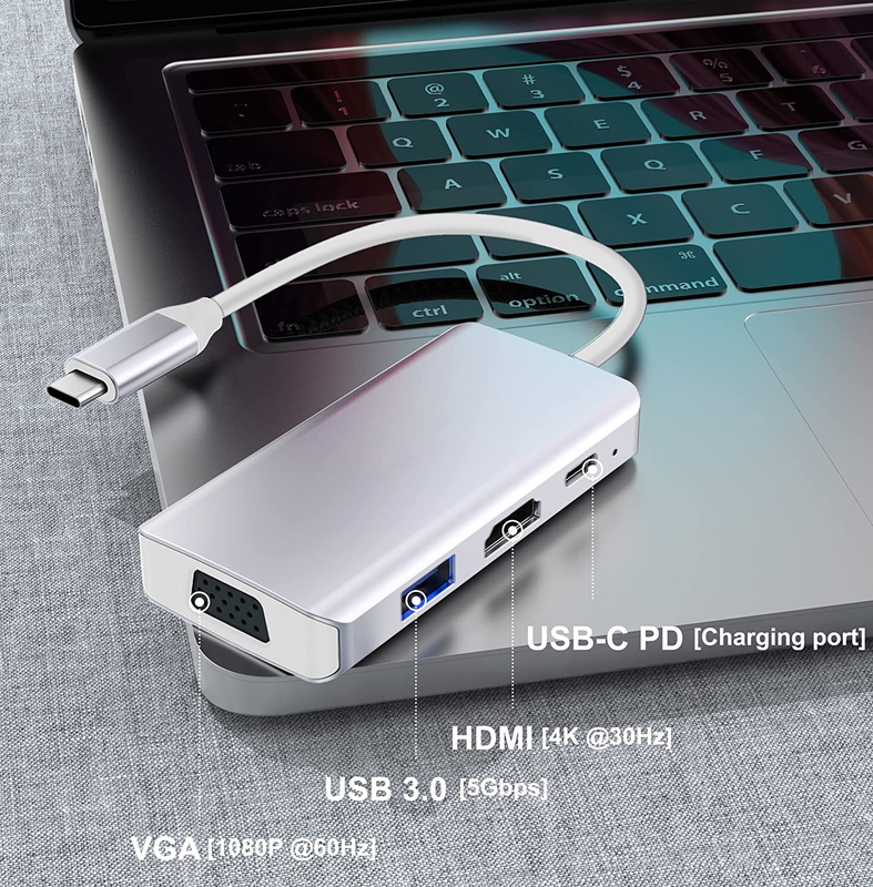 Trạm Docking Hub USB C màu trắng màn hình kép cho bộ chuyển dữ liệu 4K 60hz
