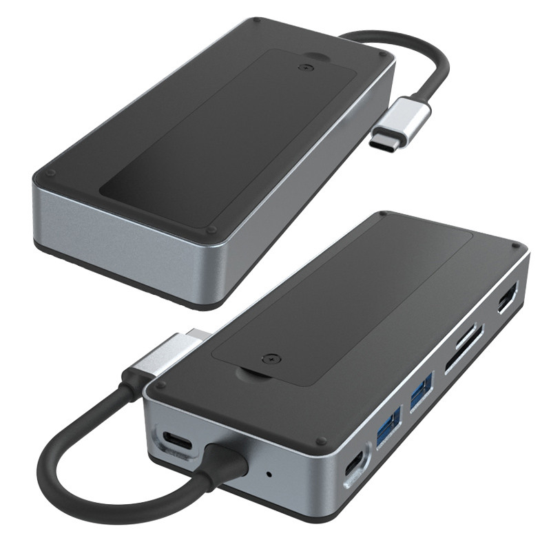 USB C Hub nhôm 9 In 1 Type C Docking Station Với SSD Multifunctional