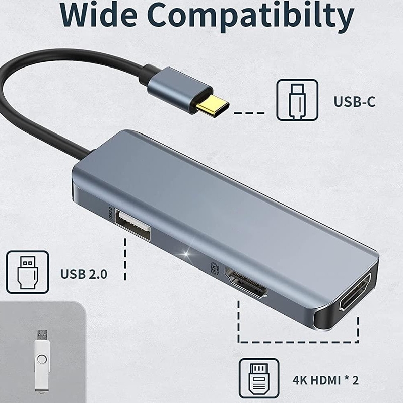 Bộ điều khiển USB C Dock Hub nhôm USB C Adapter 3 In 1 Dongle với HDMI 4K
