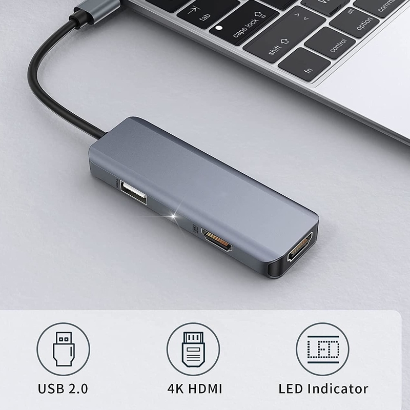 Cấp dẫn USB C kép 3 trong 1 Dongle 4K HDMI Docking Station tương thích MacBook Pro