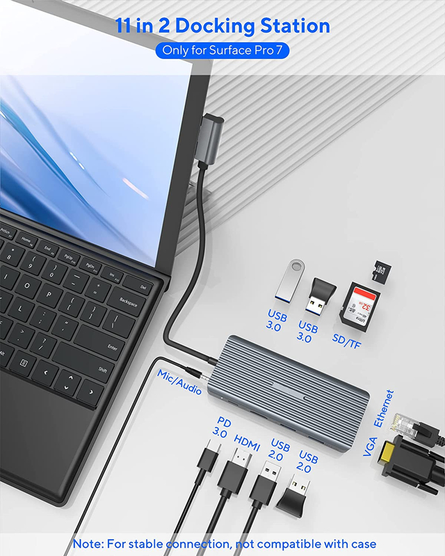 7 trong 1 USB C Hub Dock Station kép với Card Reader Pro Pad đa chức năng chuyển đổi USB Hub cho Mac