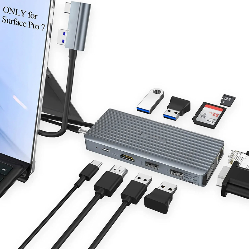 7 trong 1 USB C Hub Dock Station kép với Card Reader Pro Pad đa chức năng chuyển đổi USB Hub cho Mac