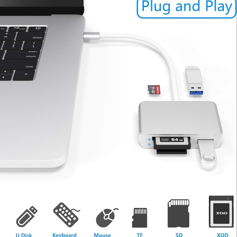 Thẻ đọc USB 3.0 Tốc độ cao để SD Micro SD Card Adapter Thẻ đọc bộ nhớ iPhone 15
