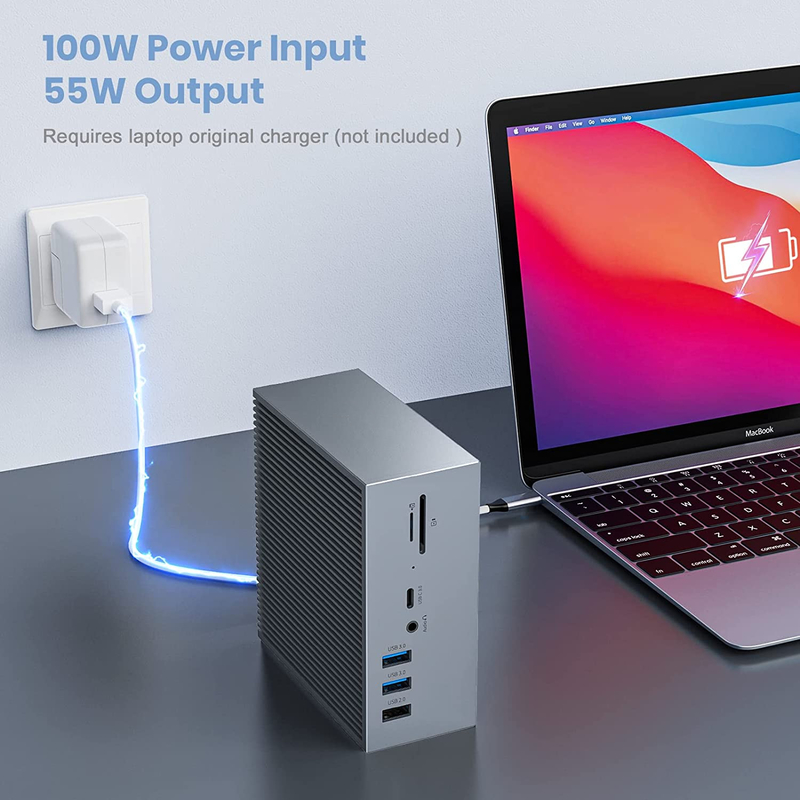 16 trong 2 USB C màn hình kép Thunderbolt Dock Triple Display 8 cổng USB C / A Ethernet