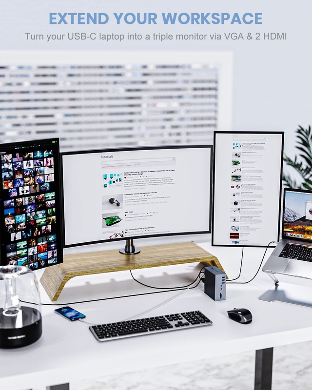 16 trong 2 USB C màn hình kép Thunderbolt Dock Triple Display 8 cổng USB C / A Ethernet