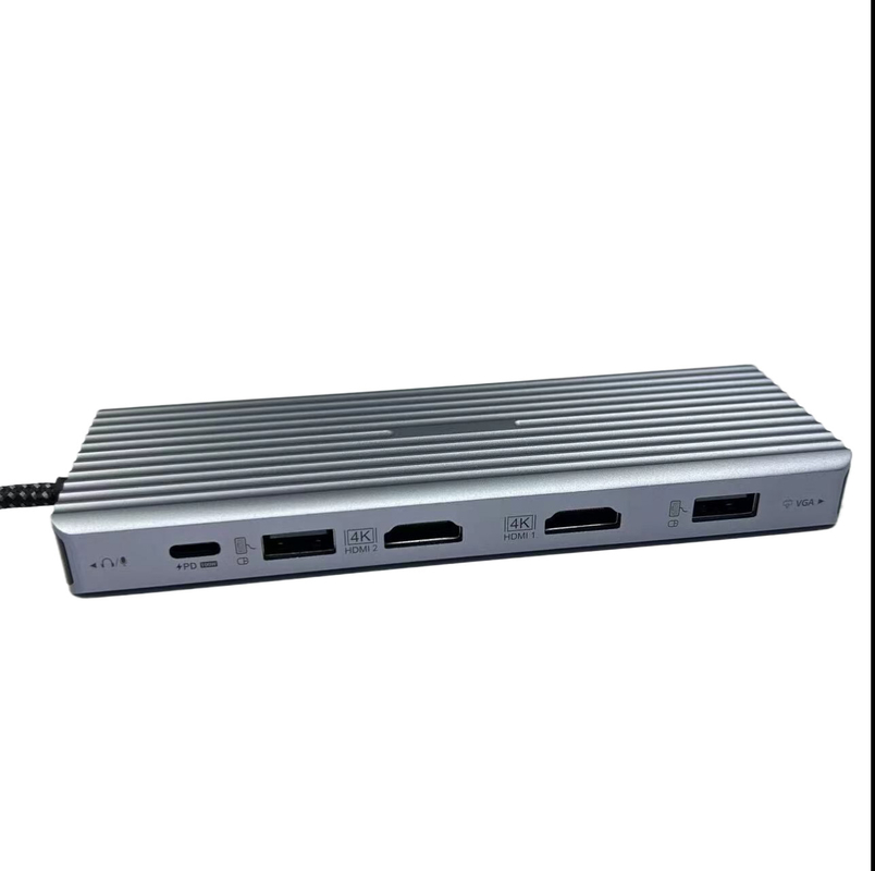 13 trong 1 USB C Hub Docking Station màn hình kép màn hình ba với âm thanh