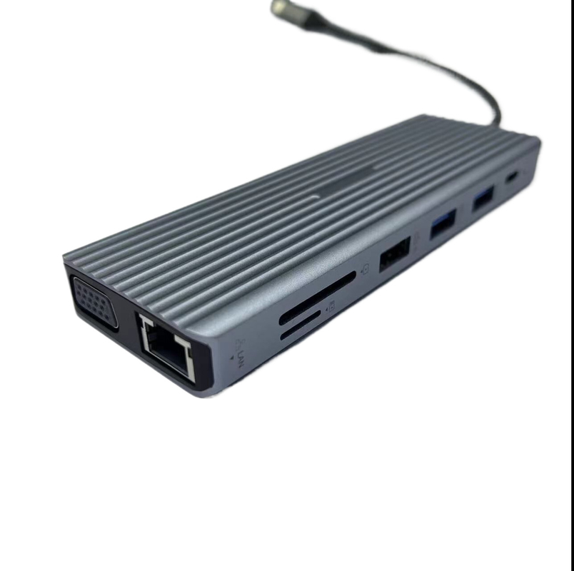 13 trong 1 USB C Hub Docking Station màn hình kép màn hình ba với âm thanh
