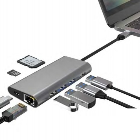 Trạm dock USB C bạc tiện lợi với Displaylink IC và cổng USB 3.0