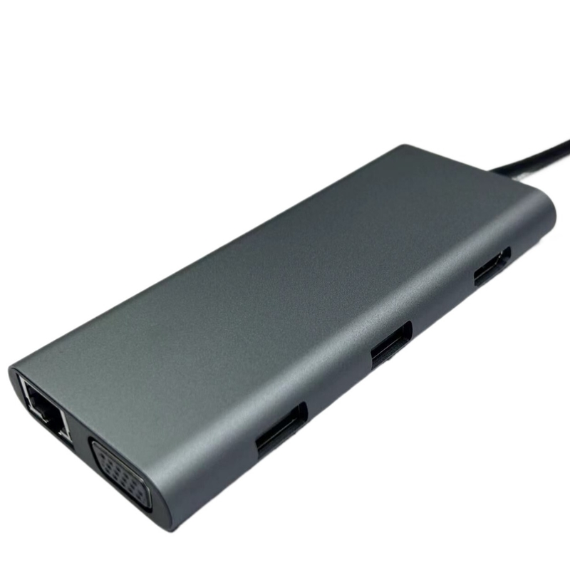 Trạm dock USB C bạc tiện lợi với Displaylink IC và cổng USB 3.0