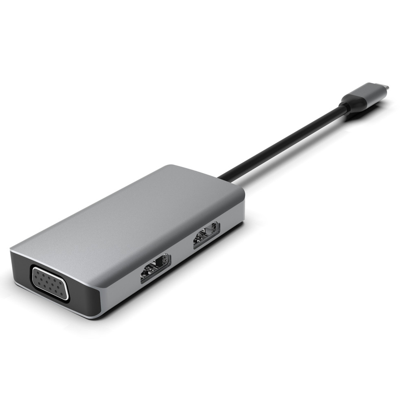 Trạm dock USB C bạc tiện lợi với Displaylink IC và cổng USB 3.0