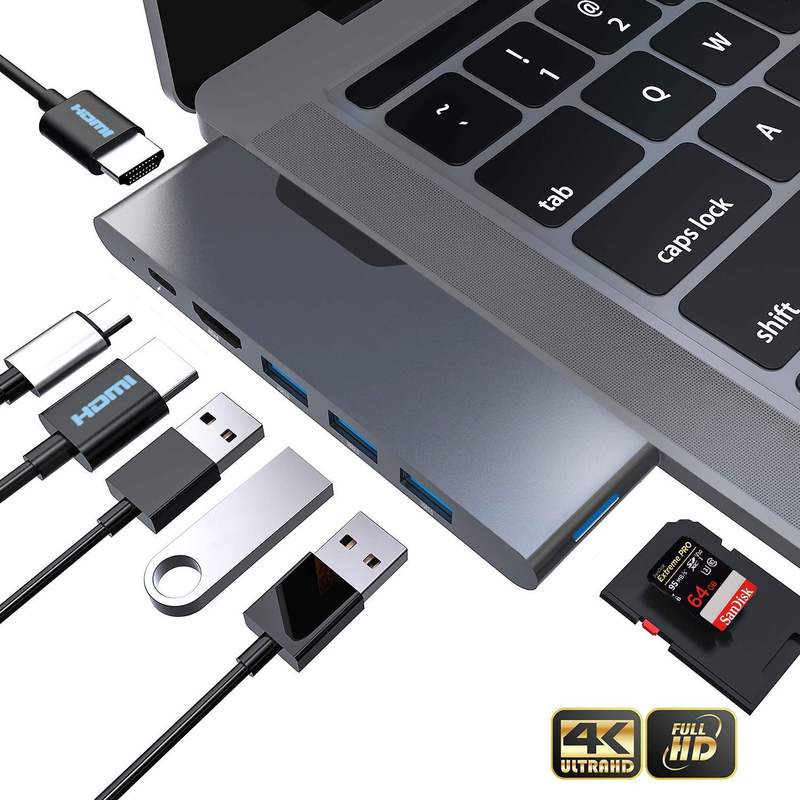 Bộ chuyển đổi đa cổng HDMI 8 In 1 Cổng kết nối hai USB loại C Hub Trạm dock Sd Tf Card Reader 4k Video Usbc