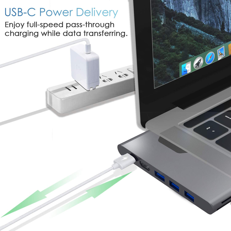 Bộ chuyển đổi đa cổng HDMI 8 In 1 Cổng kết nối hai USB loại C Hub Trạm dock Sd Tf Card Reader 4k Video Usbc