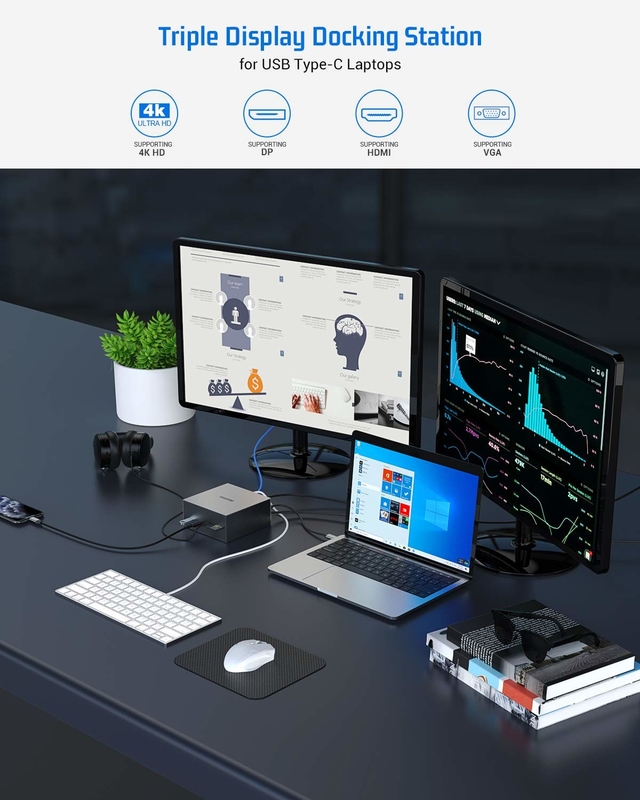 Thunderbolt 4k Monitor Thunderbolt USB-C HD kép 4K Docking Station 16-In-1 Hub Adapter MST Macbook & Màn hình
