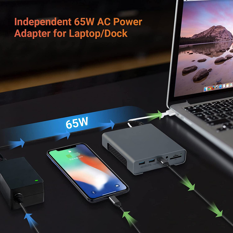 Docking USB Hub Adapter USB Type-C 4K 60hz Kiểm tra HDMI Ethernet RJ45 Trạm dock