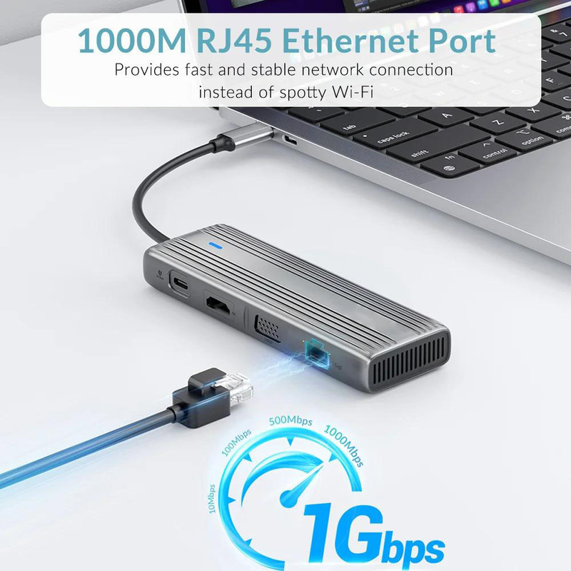 USB 3.1 10 In 1 Type-C Multiport Docking Station Hub với Gigabit Ethernet và 4K HD HDMI