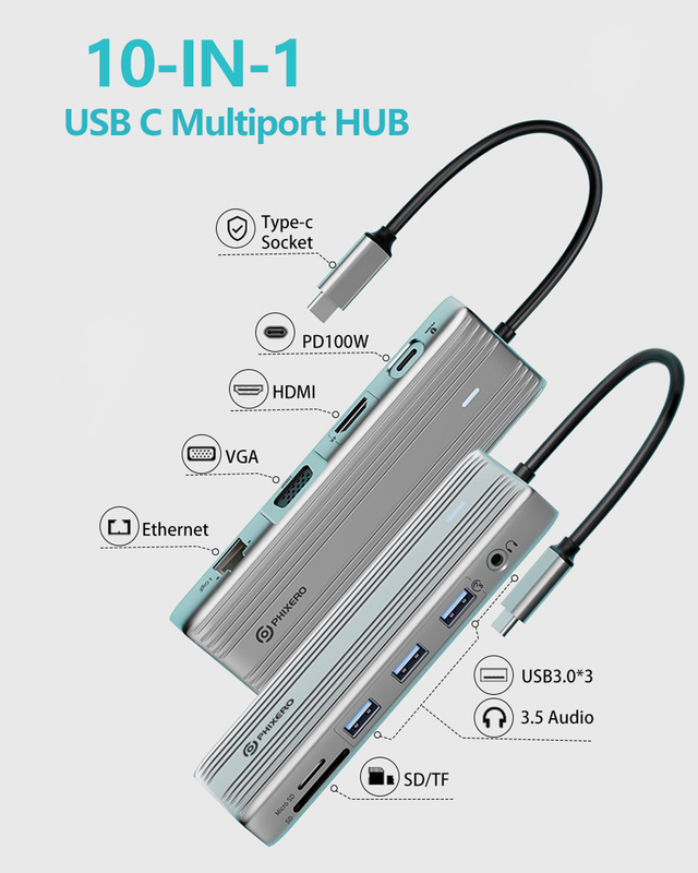 USB C Hub với 4K HDMI và tốc độ cao USB 3.0 tương thích với Windows Mac