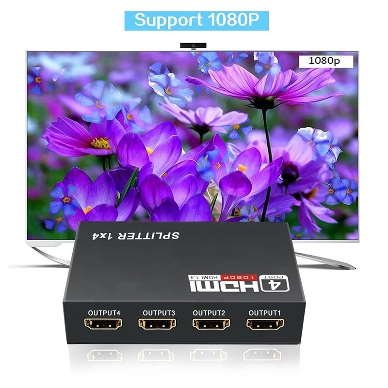 Chuyên nghiệp HDMI Splitter 1x4 Full HD 3D 1080P 4 cổng Chuyển đổi cho TV nữ-nữ