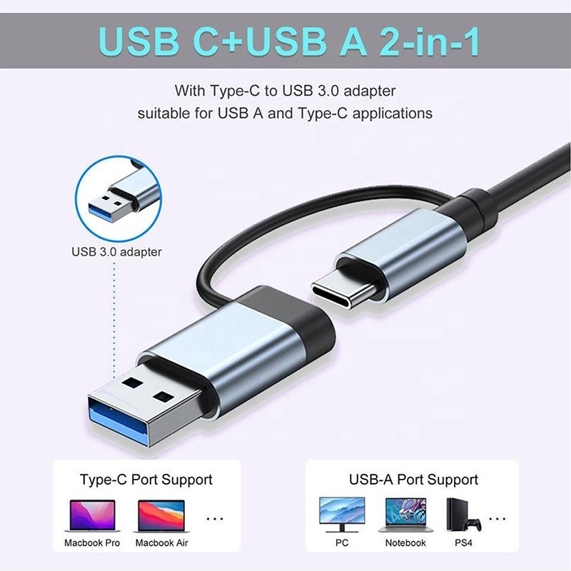 8-In-1 USB 3.0 Hub 3 * USB 2.0 3.5mm Audio SD / TF Card Reader Output để truyền dữ liệu và sạc