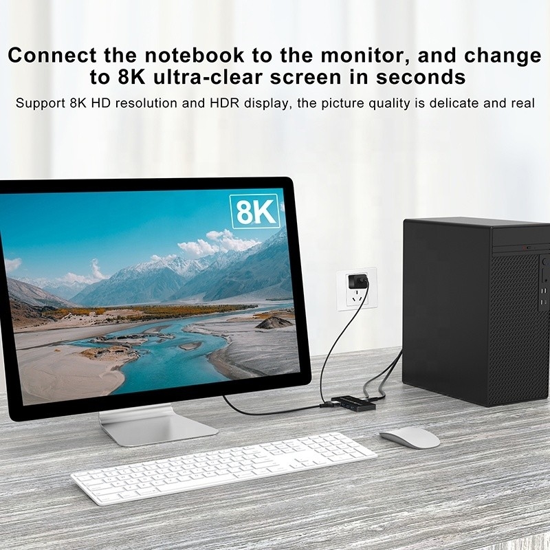 2 cổng HDMI 2.1 KVM Switch với USB 3.0 2 Input 1 Output LED Indicators nữ-nữ