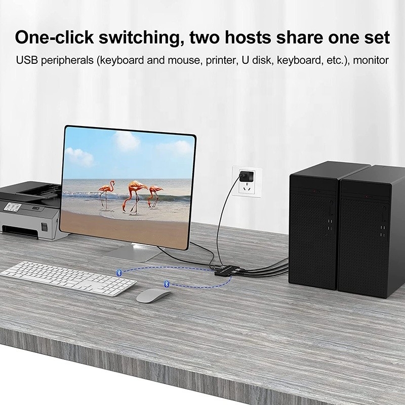 2 cổng HDMI 2.1 KVM Switch với USB 3.0 2 Input 1 Output LED Indicators nữ-nữ