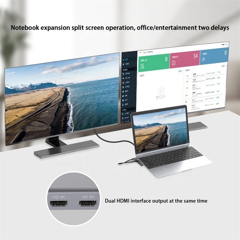 12 trong 1 USB-C Type-C Docking Station để sạc truyền dữ liệu và chức năng loa
