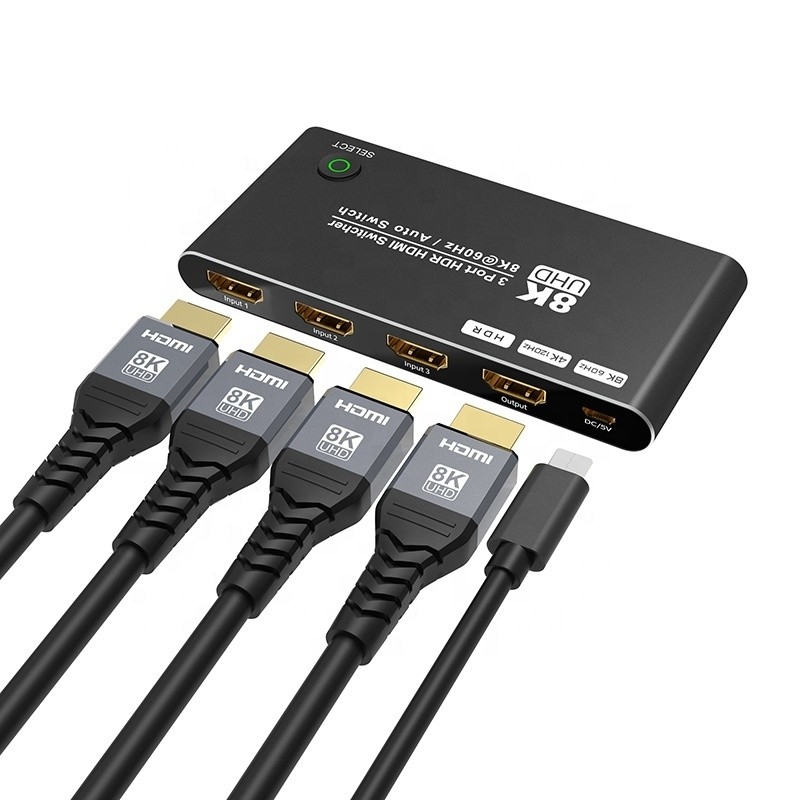 8K HDMI Switch 3 In 1 Out Hỗ trợ 3 HDMI Input 8K 60Hz 4K 120Hz Công nghệ tiên tiến