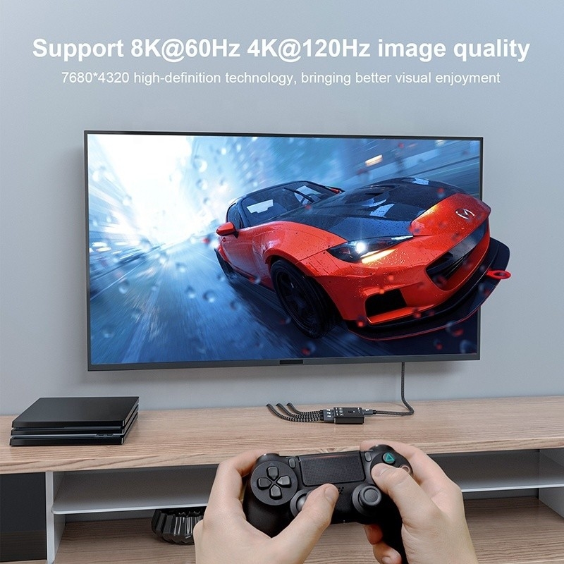 8K 120Hz HDR 3 cổng HDMI Switch Switcher 3 In 1 Out Plug Remote Converter